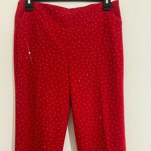 Soho Apparel Red Pants with White Dots